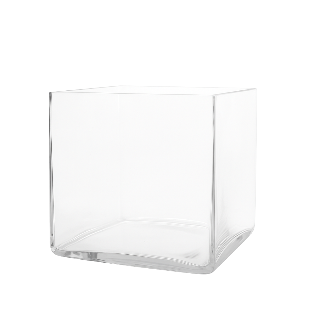 Transparante vierkante glazen houder van M1 Candles, ideaal om te vullen met kaarsenzand of als decoratief element in elk interieur.